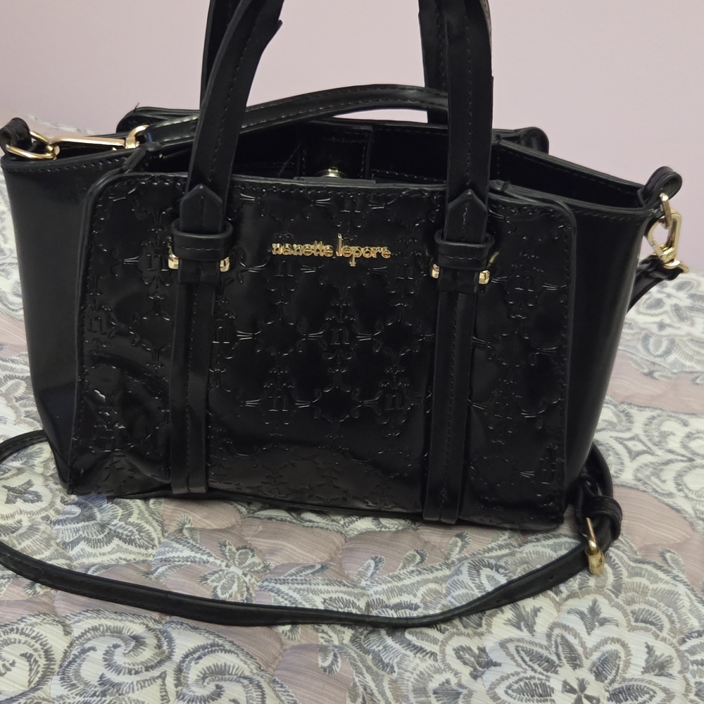 Nanette Lepore Black Satchel with Gold Accents